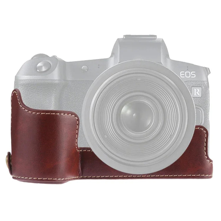 Base d'étui demi-boîtier en cuir PU avec filetage 1/4 pouce pour appareil photo Canon EOS R, pour Canon R