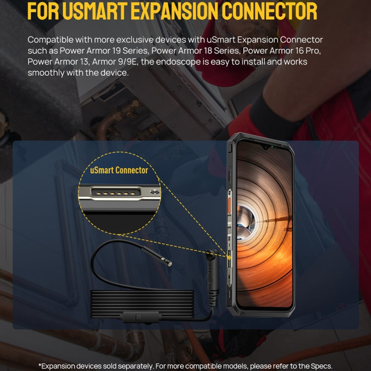 Endoscope numérique étanche IP67 E2 pour Ulefone Armor 9 / 9E / Power Armor 13 / 16 Pro / 18T / Armor Pad, uSmart E2