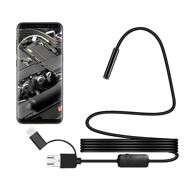 Endoscope d'inspection numérique étanche Y101 8mm à tête spirale 3 en 1, longueur : 2m Câble rigide, longueur : 2m Câble rigide