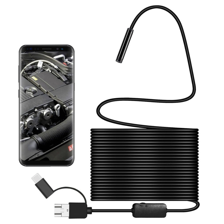 Caméra d'inspection endoscope numérique étanche Y101 8 mm tête spirale 3 en 1, câble rigide longueur : 10 m