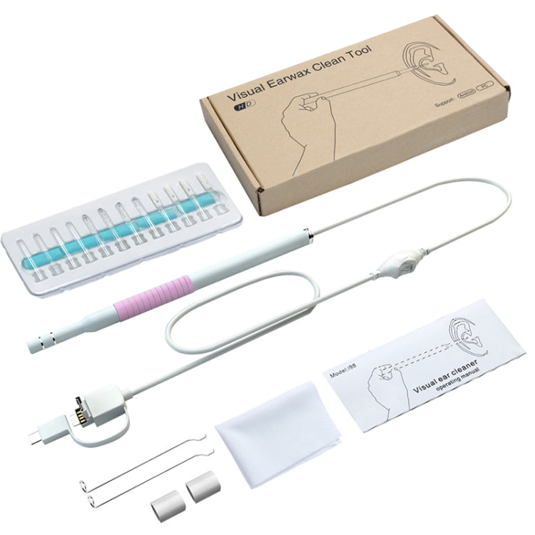 Outil de nettoyage d'oreille HD 1,3 million I98 avec endoscope boroscope à 6 LED, diamètre de l'objectif : 5,5 mm