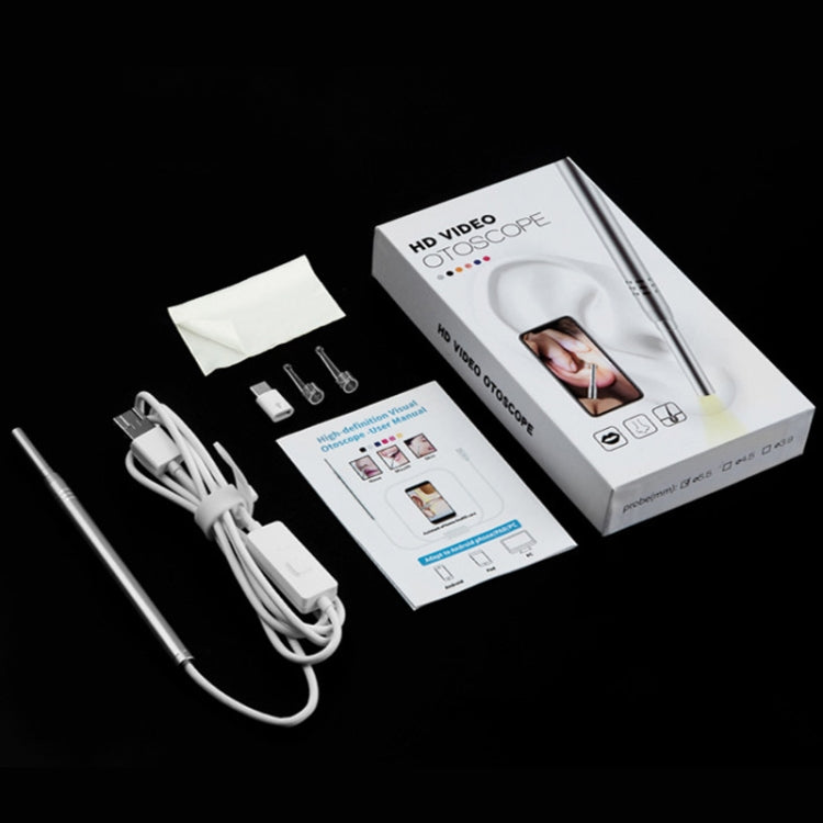 Endoscope visuel HD 1MP pour oreille, nez, dents avec 6 LED, diamètre de lentille : 4,3 mm