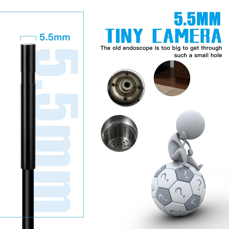 F220 Endoscope d'inspection WIFI 5.5mm HD 5.0MP avec 6 LED, Longueur : 5m, Longueur : 5m