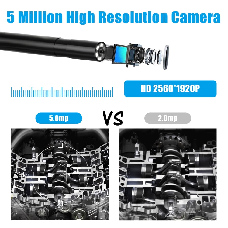 F220 Endoscope d'inspection WIFI 5.5mm HD 5.0MP avec 6 LED, Longueur : 5m, Longueur : 5m