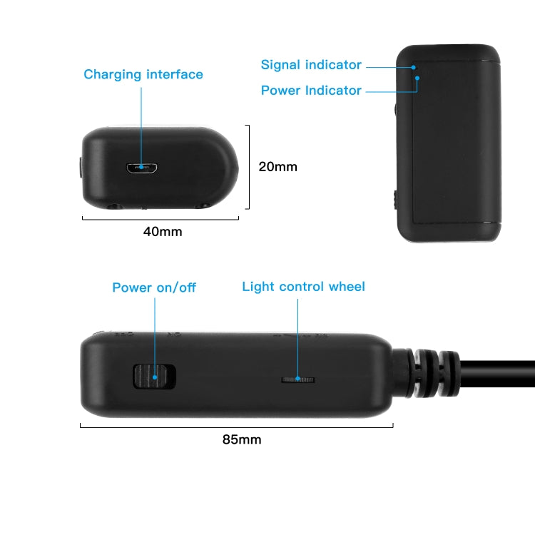 F220 Endoscope d'inspection WIFI 5.5mm HD 5.0MP avec 6 LED, Longueur : 5m, Longueur : 5m
