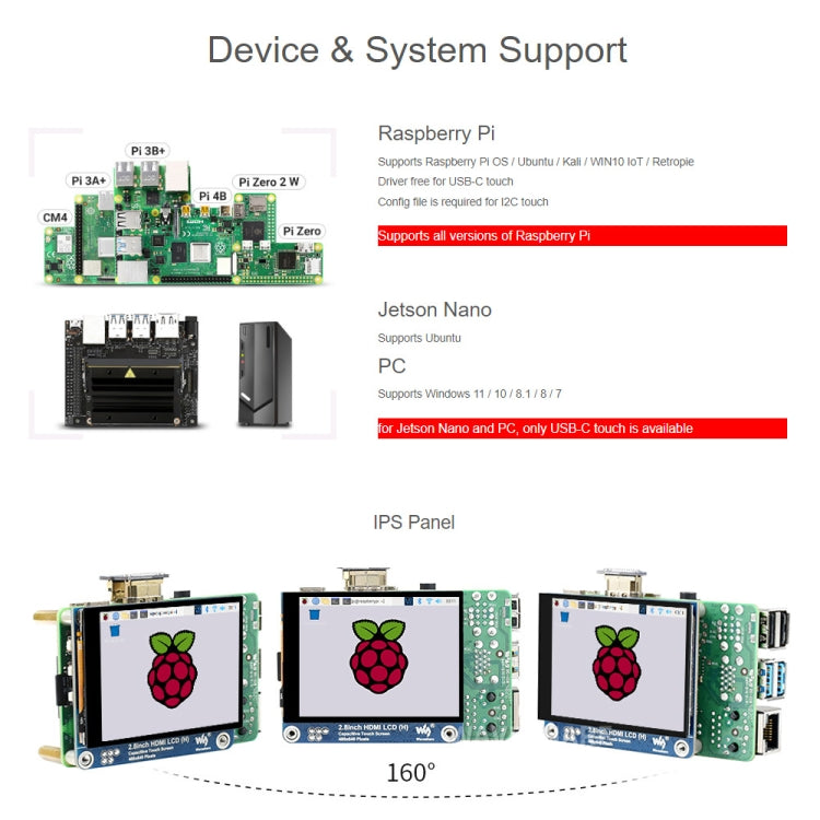 Écran LCD IPS HDMI (H) 2,8 pouces 480x640 de Waveshare, entièrement laminé
