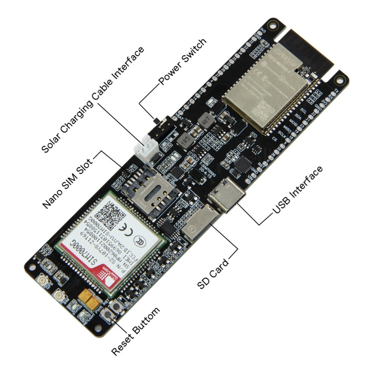 Module de développement de charge solaire avec support de batterie 18560 WiFi Bluetooth, T-SIM7000G
