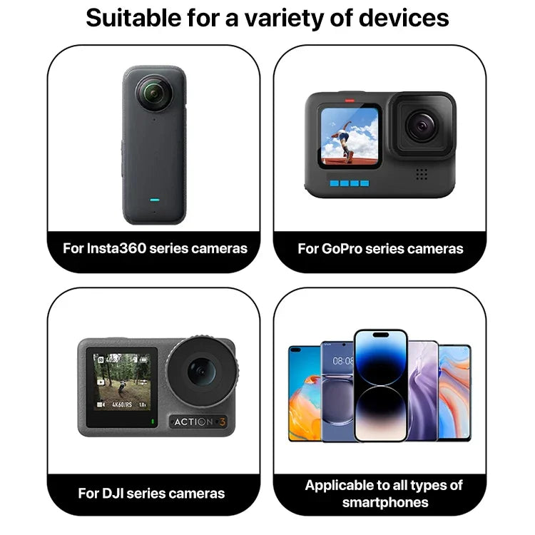 Rallonge de bras en aluminium pour GoPro, Insta360, DJI et autres caméras d'action