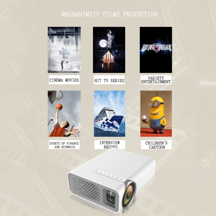 Projecteur LCD HD YG520 1800 Lumens, haut-parleur intégré, compatible avec les clés USB, les disques durs externes, les cartes SD, les connexions AV pour DVD et décodeurs, version standard.