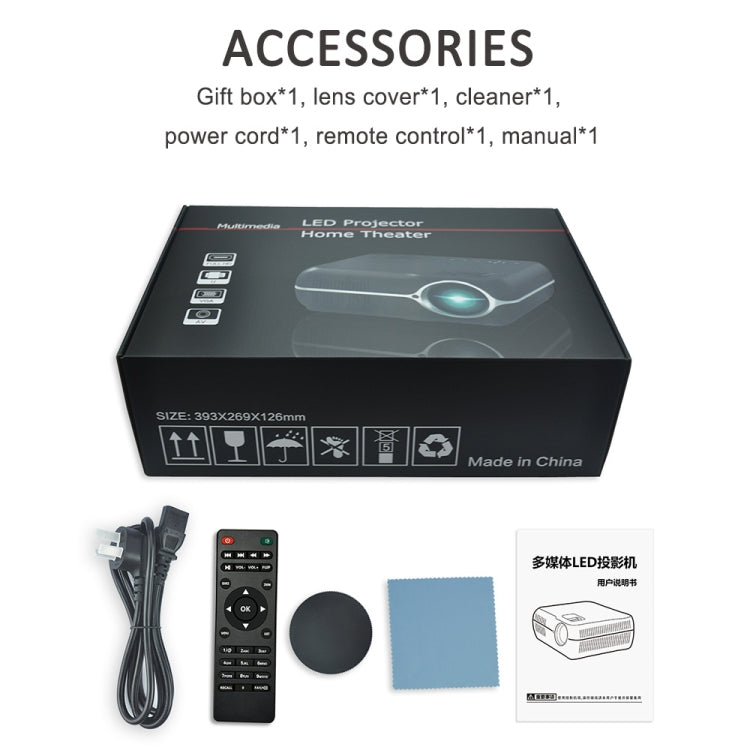 DH-A10 Projecteur intelligent HD LCD 5,8 pouces 4200 lumens 1280 x 800P avec télécommande, OS Android 6.0, compatible WiFi, Bluetooth, HDMIx2, USBx2, VGA, AV IN/RCA, RJ45, LAN