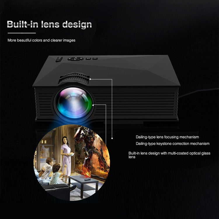 UC68 80ANSI 800x400 Vidéoprojecteur LED HD 1080P pour Home Cinéma, prise en charge USB/SD/HDMI/VGA/IR, UC68 800x400