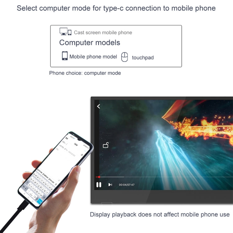 Écran portable ultra-fin HD 1080P à bords étroits M8 de 14 pouces