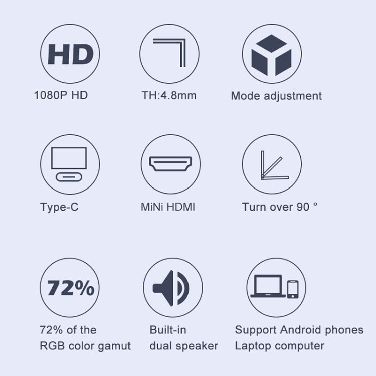 Écran portable ultra-fin HD 1080P à bords étroits M8 de 14 pouces