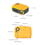 A2000 Mini projecteur portable 800 Lumens LCD Home Theater, Support 1080P, Prise Royaume-Uni