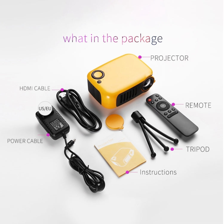 A2000 Mini projecteur portable 800 Lumens LCD Home Theater, Support 1080P, Prise Royaume-Uni