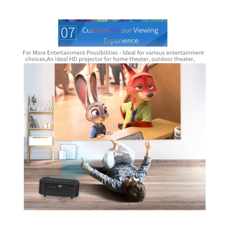 A2000 Mini projecteur portable 800 Lumens LCD Home Theater, Support 1080P, Prise Royaume-Uni
