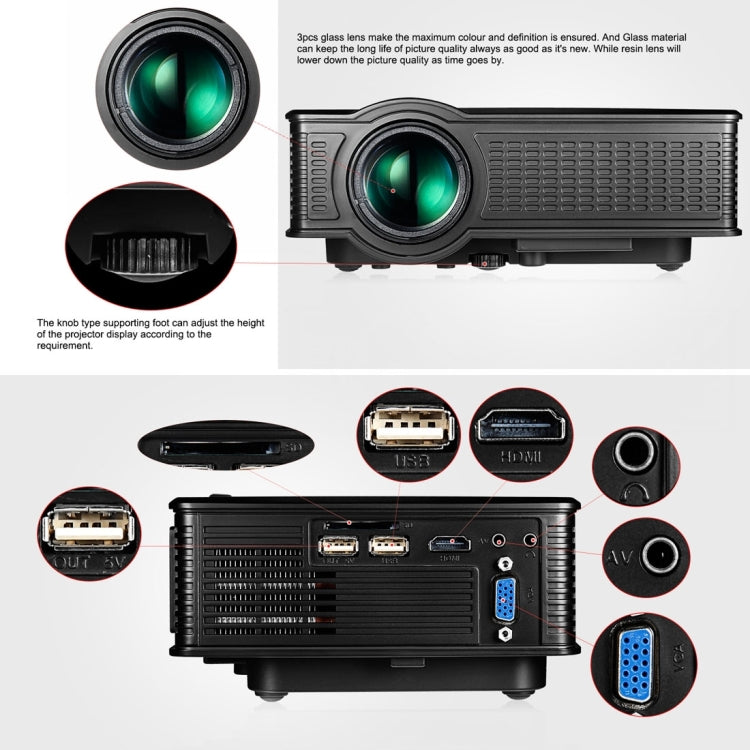 Projecteur LED Home Cinema LY-40 de 1800 lumens, 1280 x 800, avec télécommande, prise UE, LY-40 prise UE