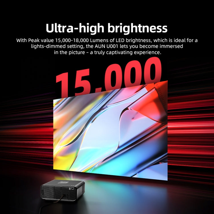 Projecteur LED HD numérique portable AUN U001 4K 18000 lumens pour home cinéma, prise US, prise UK, prise AU