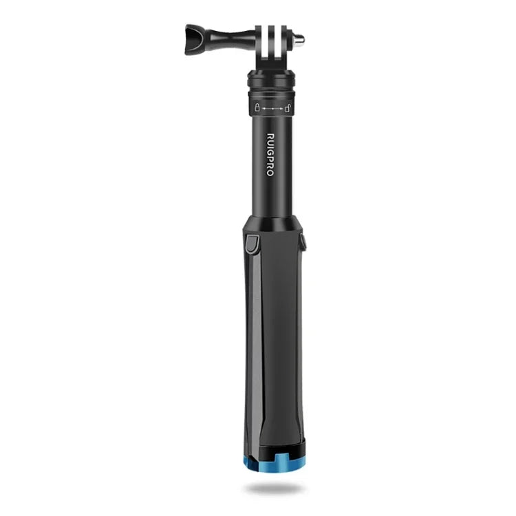 RUIGPRO Trépied monobloc portable avec perche à selfie et monopode télescopique pour GoPro, Insta360, DJI et autres caméras d'action (noir)