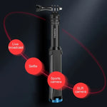 RUIGPRO Trépied monobloc portable avec perche à selfie et monopode télescopique pour GoPro, Insta360, DJI et autres caméras d'action (noir)
