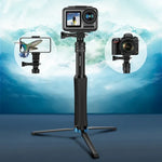 RUIGPRO Trépied monobloc portable avec perche à selfie et monopode télescopique pour GoPro, Insta360, DJI et autres caméras d'action (noir)