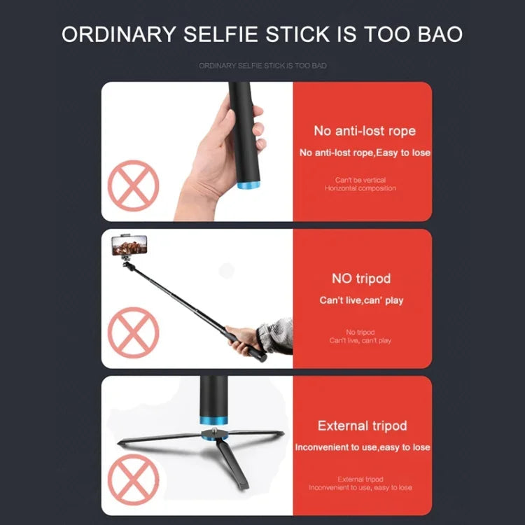 RUIGPRO Trépied monobloc portable avec perche à selfie et monopode télescopique pour GoPro, Insta360, DJI et autres caméras d'action (noir)