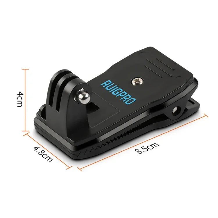 Support de fixation pour sac à dos RUIGPRO avec pince et vis pour GoPro, Insta360, DJI et autres caméras d'action, rotation à 360°.