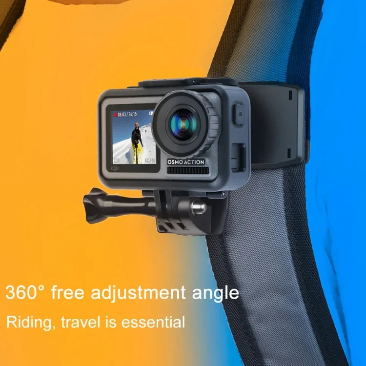 Support de fixation pour sac à dos RUIGPRO avec pince et vis pour GoPro, Insta360, DJI et autres caméras d'action, rotation à 360°.