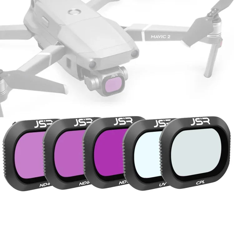 Filtre d'objectif JSR Drone 5 en 1 UV+CPL+ND4+ND8+ND16 pour DJI Mavic 2 Pro, UV+CPL+ND4+ND8+ND16