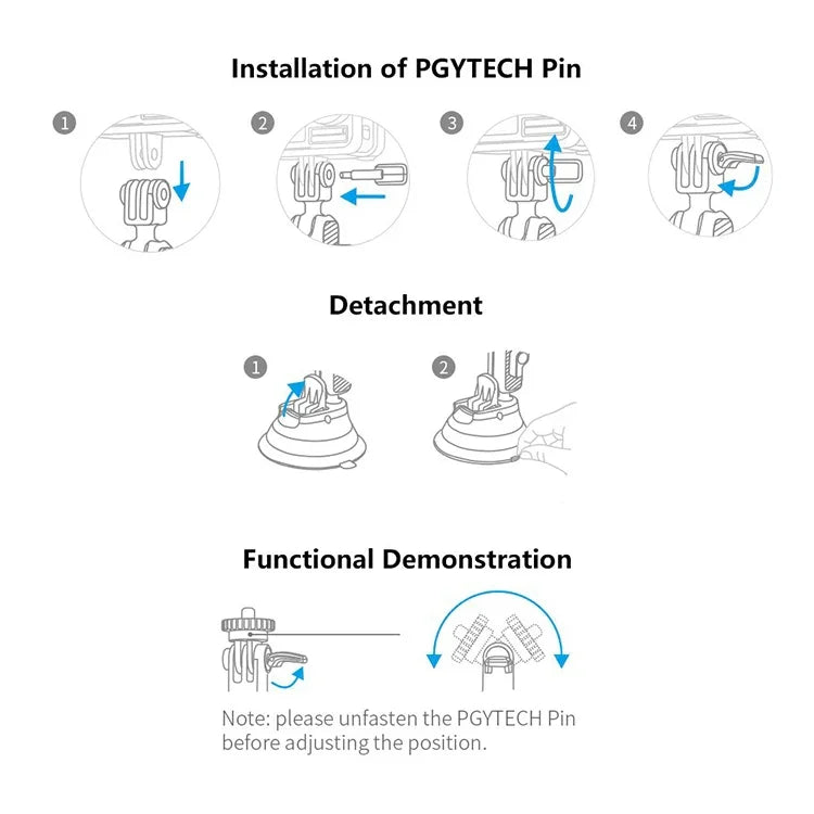 Support de téléphone à ventouse pour caméra d'action PGYTECH P-GM-132 compatible DJI Osmo Action et GoPro 8/7, P-GM-132