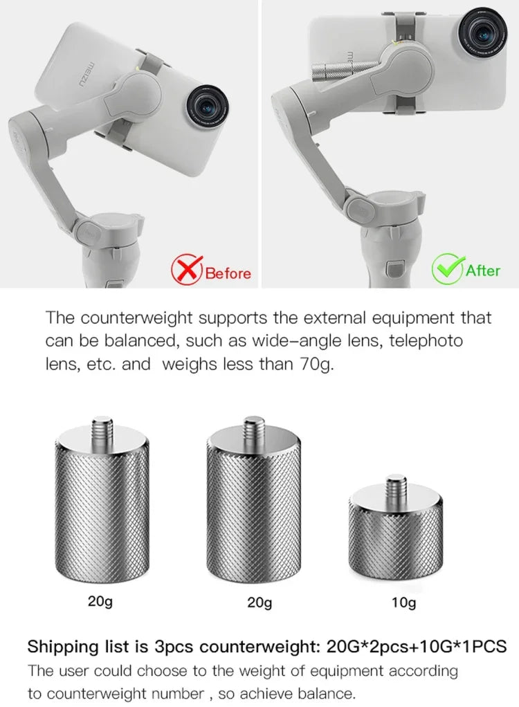 Contrepoids anti-vibrations STARTRC de 50 g pour stabilisateur de nacelle DJI OM4 / OSMO Mobile 3