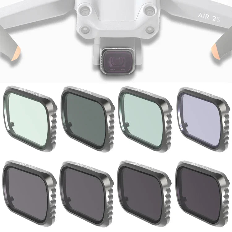 Filtres d'objectif JSR KS 8 en 1 UV + CPL + ND8 + ND16 + ND32 + ND64 + STAR + NIGHT pour DJI Air 2S, cadre en aluminium, UV + CPL + ND8 + ND16 + ND32 + ND64 + STAR + NIGHT