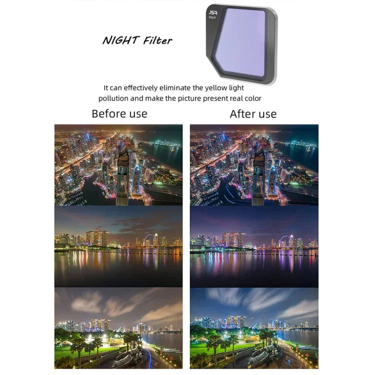 Filtre de réduction de la pollution lumineuse nocturne pour drone JSR, compatible avec DJI Mavic 3.