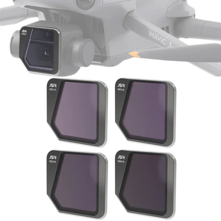 Filtres d'objectif JSR Drone 4 en 1 ND8PL+ND16PL+ND32PL+ND64PL pour DJI Mavic 3, ND8PL+ND16PL+ND32PL+ND64PL