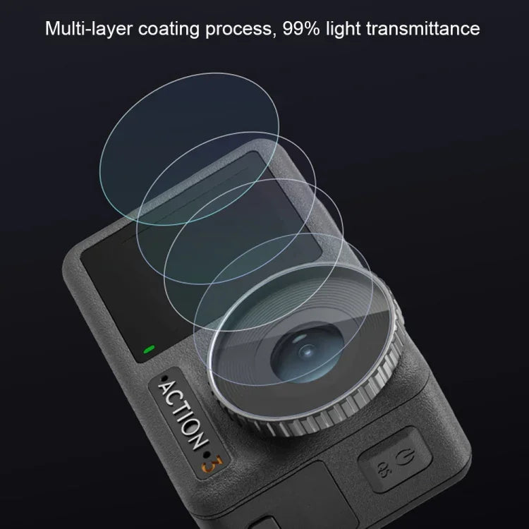 Film de protection anti-explosion Diamond pour écran avant et arrière avec objectif 3 en 1 pour DJI Osmo Action 3