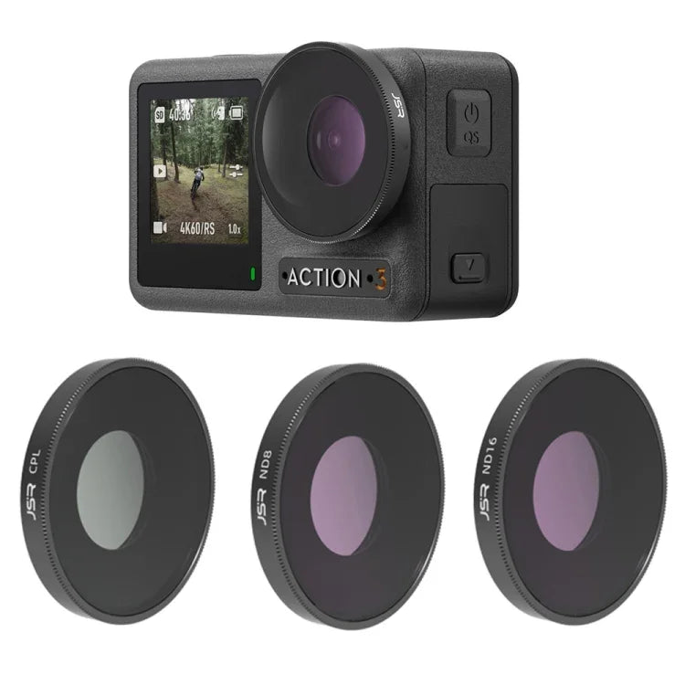 Filtre d'objectif JSR 3 en 1 CPL ND8 ND16 pour DJI Osmo Action 3, 3 en 1
