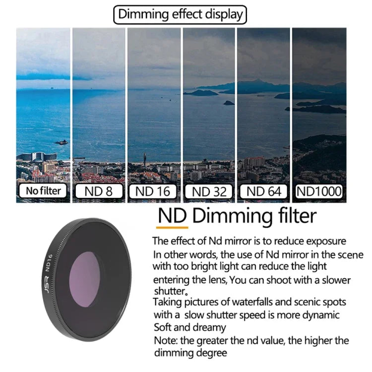 Filtre d'objectif JSR 3 en 1 CPL ND8 ND16 pour DJI Osmo Action 3, 3 en 1