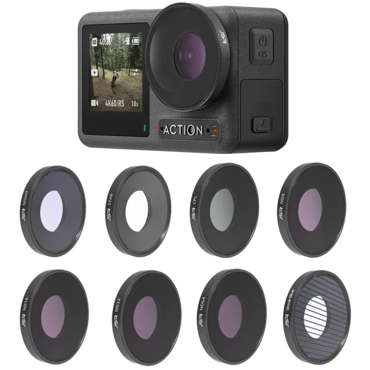 Filtre d'objectif JSR 8 en 1 Streak Blue CPL ND8 ND16 ND32 ND64 STAR NIGHT pour DJI Osmo Action 3, 8 en 1
