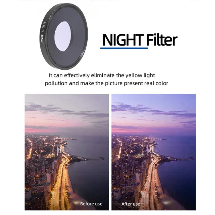 Filtre d'objectif JSR 8 en 1 Streak Blue CPL ND8 ND16 ND32 ND64 STAR NIGHT pour DJI Osmo Action 3, 8 en 1