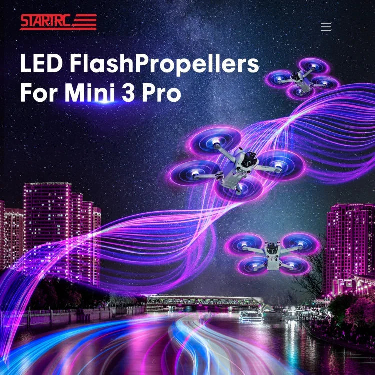 Pour DJI Mini 4 Pro / Mavic Mini 3 Pro : 2 paires d'hélices STARTRC avec lampe LED couleur et faible bruit.