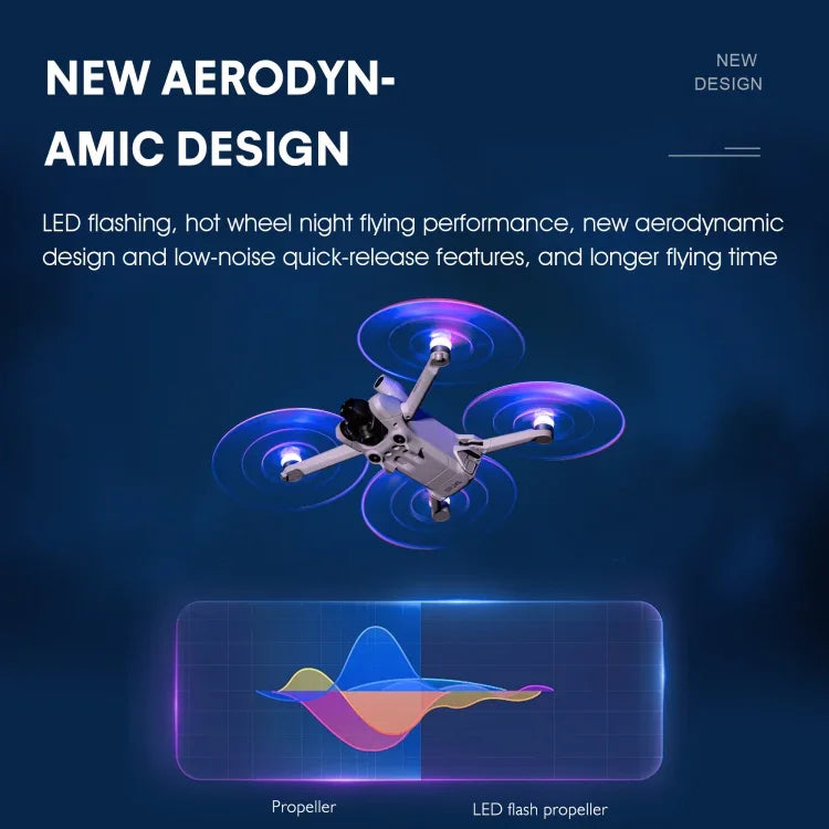 Pour DJI Mini 4 Pro / Mavic Mini 3 Pro : 2 paires d'hélices STARTRC avec lampe LED couleur et faible bruit.