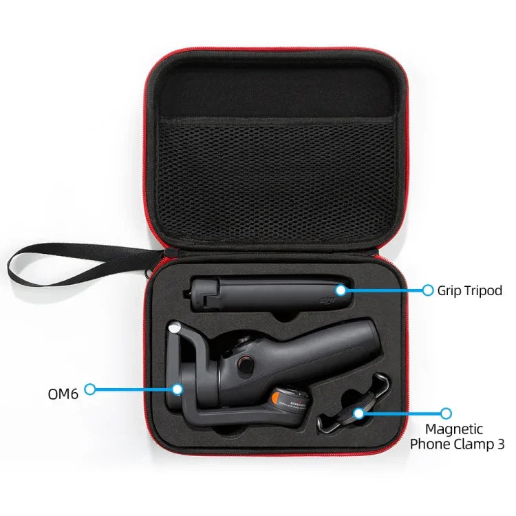 Étui de transport pour DJI Osmo Mobile 6, dimensions : 21 x 16 x 6 cm.