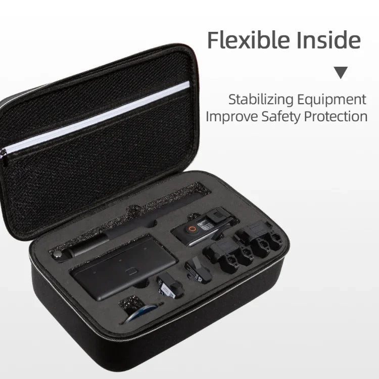 Étui de transport et de rangement pour DJI Osmo Action 3, dimensions : 21,5 x 29,5 x 10 cm.