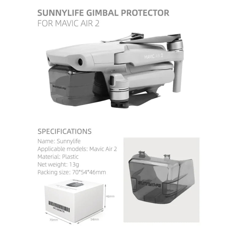 Pare-soleil de protection pour objectif de caméra Sunnylife pour DJI Mavic Air 2, compatible avec DJI Mavic Air 2