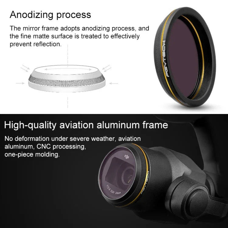Filtre d'objectif PGYTECH X4S-MRC CPL à bord doré pour drone DJI Inspire 2 / X4S avec nacelle stabilisée, accessoires CPL