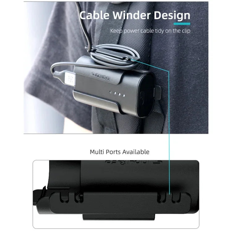 Étui de protection avec clip de batterie et enrouleur de câble Sunnylife pour lunettes DJI FPV V2, support de batterie Sunnylife