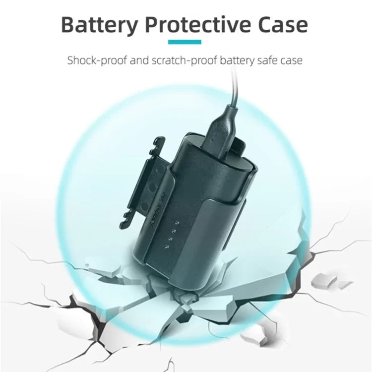 Étui de protection avec clip de batterie et enrouleur de câble Sunnylife pour lunettes DJI FPV V2, support de batterie Sunnylife
