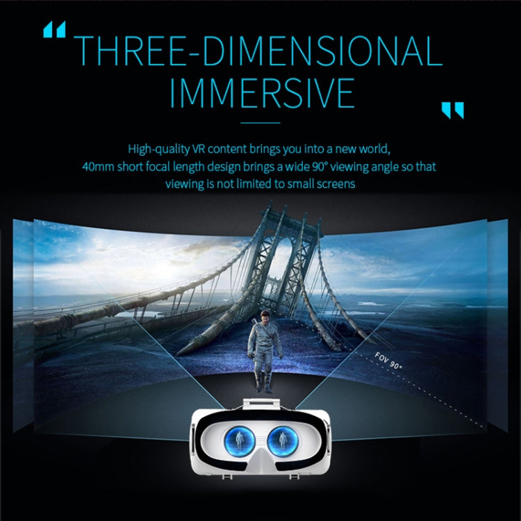 VR SHINECON G06E Lunettes Vidéo 3D Réalité Virtuelle Adaptées pour Smartphone 4.7 à 6.1 pouces avec Casque, G06E