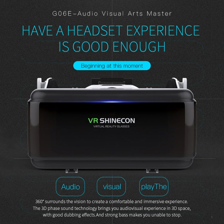 VR SHINECON G06E Lunettes Vidéo 3D Réalité Virtuelle Adaptées pour Smartphone 4.7 à 6.1 pouces avec Casque, G06E