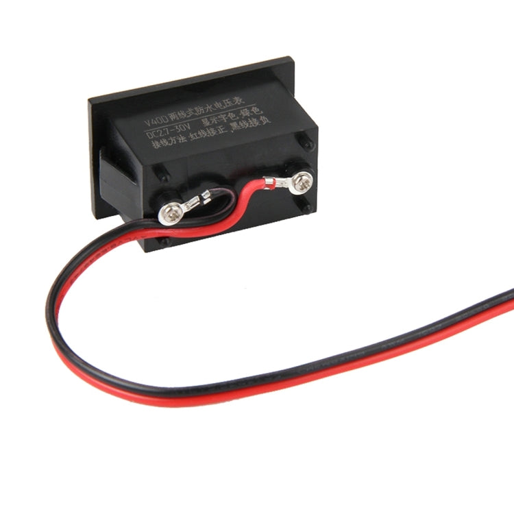 V40D Affichage lumière rouge 2 fils Mini voltmètre numérique étanche IPX4, mesure tension : DC 2,5-30V, DT0002G, DT0002L, DT0002R